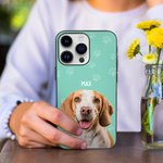 Coque en TPU Personnalisée avec Photo d'Animal de Compagnie et Nom en Multicolore Cadeau Anniversaire pour Amoureux du Chien et du Chat