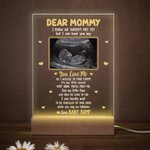 Personalized Baby Ultrasound Photo LED Acrylic Plaque with 4 Adjustable Color Baby Announcement First Mother's Day Gift for New Mom