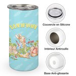 Bouteille Vacuum Personnalisée avec Nom Bouteille à Motif Pierre Lapin avec Deux Couvercles Cadeau Anniversaire Pâques pour Enfant