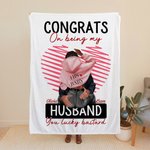 Gepersonaliseerde lijn hart gefeliciteerd met mijn man zijn zachte deken verjaardag verjaardagscadeau voor echtpaar