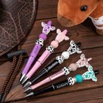 Personalized Cute Western Cow Print Beaded Ballpoint Pen with Name Office Supplies Birthday Gift for Cow Lovers