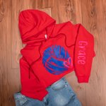 Personalisierte Volleyball Herz Muster Team Hoodie mit Namen Geburtstag Spiel Tag Geschenk für Volleyball-Liebhaber Spieler