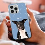Coque en TPU Personnalisée avec Photo d'Animal de Compagnie et Nom en Multicolore Cadeau Anniversaire pour Amoureux du Chien et du Chat