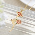 Personalized 1-7 Enamel Birth Flower Family Bouquet Pendant Necklace Birthday Mother's Day Gift for Mom Grandma