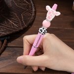 Personalized Cute Western Cow Print Beaded Ballpoint Pen with Name Office Supplies Birthday Gift for Cow Lovers