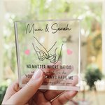 Placa acrílica personalizada Mamá e hija cogidas de la mano con texto Día de la Madre Cumpleaños Regalo para mamá