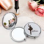 Personalisierte gravierte Tanz Ballerina Silhouette gefaltet Tasche Make-up-Spiegel mit Namen Geburtstag Hochzeit Geschenk für sie