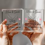 Placa acrílica personalizada Mamá e hija cogidas de la mano con texto Día de la Madre Cumpleaños Regalo para mamá