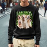Gepersonaliseerd Retro Bootleg Style T-shirt Sweatshirt met Naam en Huisdier Foto's Grappig Verjaardag Rap Geschenk voor Huisdierliefhebber