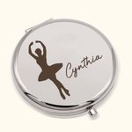 Personalisierte gravierte Tanz Ballerina Silhouette gefaltet Tasche Make-up-Spiegel mit Namen Geburtstag Hochzeit Geschenk für sie