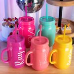Gepersonaliseerde Multi-color 20oz Name Tumbler Marson Jar met deksel en rietje Party Bridesmaid Gift voor haar
