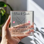 Placa acrílica personalizada Mamá e hija cogidas de la mano con texto Día de la Madre Cumpleaños Regalo para mamá