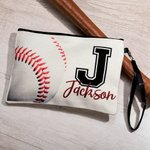 Gepersonaliseerd Baseball Football Naam Initiaal Cosmetica Tasje met Polsband Team Gift voor Sportliefhebber