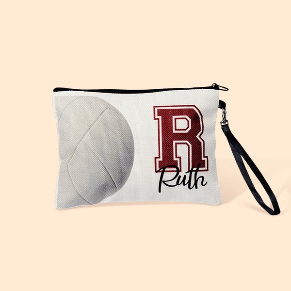 Sac à Cosmétiques Personnalisé avec Nom Volley-ball Trousse avec Bracelet Cadeau d'Anniversaire pour Amoureux de Volley-ball Entraîneur de l'Équipe