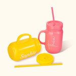 Gepersonaliseerde Multi-color 20oz Name Tumbler Marson Jar met deksel en rietje Party Bridesmaid Gift voor haar