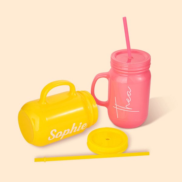 Gepersonaliseerde Multi-color 20oz Name Tumbler Marson Jar met deksel en rietje Party Bridesmaid Gift voor haar