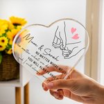 Placa acrílica personalizada Mamá e hija cogidas de la mano con texto Día de la Madre Cumpleaños Regalo para mamá