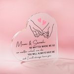 Placa acrílica personalizada Mamá e hija cogidas de la mano con texto Día de la Madre Cumpleaños Regalo para mamá