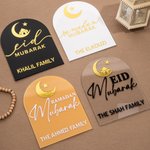 Segno acrilico personalizzato della stella a mezzaluna del Ramadan Mubarak con nome della famiglia Regalo Eid per l'Islam
