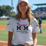 Gepersonaliseerd This Baseball Mom Wear Her Heart On Her Sleeve T-shirt Sweatshirt Hoodie met kindernaam Moederdagcadeau voor mama