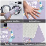 Tapis de Porte Imperméable Personnalisé avec Nom Tapis Thème Happy Easter Décoration à l'Intérieur Cadeau de Pâques pour Famille