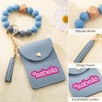 Porte-Clés Personnalisé avec Nom en Rose Pochette avec Bracelet en Perles Cadeau Anniversaire Fête des Mères pour Femme