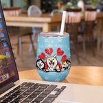 Personalizzato Questo umano appartengono al cane gatto ritratto 12 oz vino Tumbler regalo di compleanno per l'amante animale proprietario