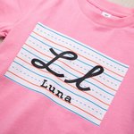 Personalisierte Handschrift Praxis Blattmuster 100% Baumwolle Kind T-Shirt mit Namen und Alphabet Buchstaben zurück zu Schule Kindergarten Geschenk fü