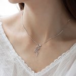 Personalized Hollow Birth Flower Necklace with Birthstone Charm Mother's Day Birthday for Women