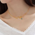 Personalized Hollow Birth Flower Necklace with Birthstone Charm Mother's Day Birthday for Women