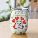 Personalizzato Questo umano appartengono al cane gatto ritratto 12 oz vino Tumbler regalo di compleanno per l'amante animale proprietario