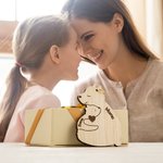 Personalized Wooden Bear Keychain with Engraved 2-6 Names Birthday Mother's Day Gift for Mother Grandmother