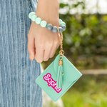 Porte-Clés Personnalisé avec Nom en Rose Pochette avec Bracelet en Perles Cadeau Anniversaire Fête des Mères pour Femme