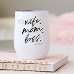 Vaso de café con nombre y cepillo para limpiar la pajita Personalizado Esposa Mamá Jefa 12oz Aislado Vaso de café con nombre y cepillo para limpiar la