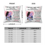 Housse d'Oreiller Personnalisée avec Dessin du Couple Oreiller à Texte The Day I Met You Cadeau Saint Valentin pour Couple