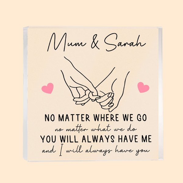 Plaque Acrylique Personnalisée avec Texte Maman et Fille se Tenant la Main Cadeau d'Anniversaire Fête des Mères pour Maman