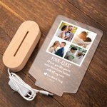 Personalised 4 Photos Collage LED Night Light with Wood Base Wedding Anniversary Gift for Couple