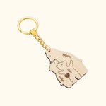Personalized Wooden Bear Keychain with Engraved 2-6 Names Birthday Mother's Day Gift for Mother Grandmother