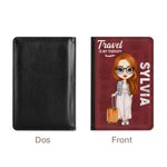 Couverture de Passeport Personnalisée avec Nom et Personnage de Dessin Cadeau pour Amateur de Voyage