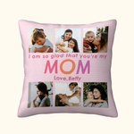 Personalized Multicolor Photo Collage Throw Pillow Cover with Text Birthday Mother's Day Gift for Her
