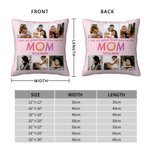 Personalized Multicolor Photo Collage Throw Pillow Cover with Text Birthday Mother's Day Gift for Her
