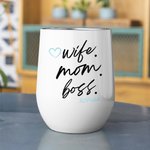 Vaso de café con nombre y cepillo para limpiar la pajita Personalizado Esposa Mamá Jefa 12oz Aislado Vaso de café con nombre y cepillo para limpiar la