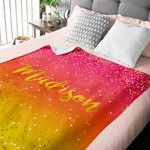 Personalized Multicolor Sparkling Glitter Gradient Design Soft Fleece Blanket with Name Birthday Anniversary Gift for Family