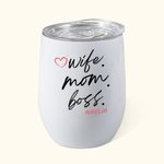 Vaso de café con nombre y cepillo para limpiar la pajita Personalizado Esposa Mamá Jefa 12oz Aislado Vaso de café con nombre y cepillo para limpiar la