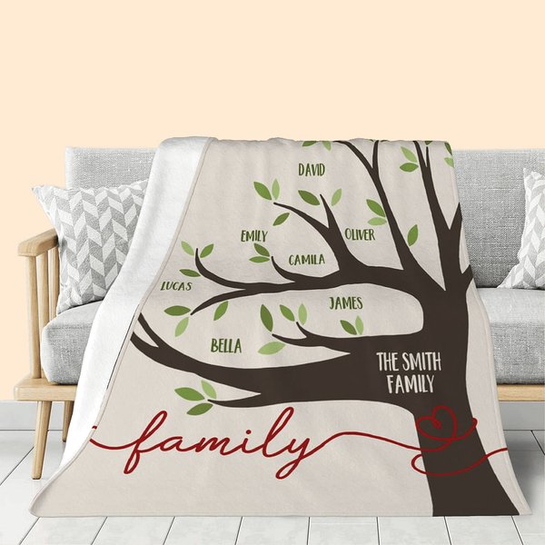 Family Tree Fleece Blanket for Mom/Grandma