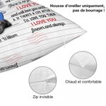 Housse d'Oreiller Personnalisée avec Dessin du Couple Oreiller à Texte The Day I Met You Cadeau Saint Valentin pour Couple