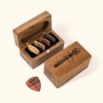 Personalized Wooden Guitar Picks Magnetic Storage Box Set with Engraved Text and Symbol Birthday Gift for Musician Guitar Player