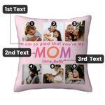 Personalized Multicolor Photo Collage Throw Pillow Cover with Text Birthday Mother's Day Gift for Her