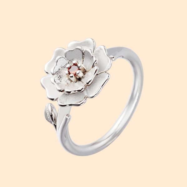 Bague fleur de naissance personnalisée avec pierre de naissance Cadeau d'anniversaire de la fête des mères pour elle