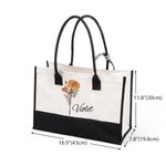 Sac de Plage Personnalisé avec Nom et Fleur de Naissance à l'Aquarelle Sac Tote Imperméable Cadeau Vacances d'Été Soirée de Mariage pour Femme